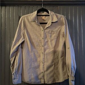 Vintage Ruff Hewn Women’s Light Tan/Green Button-Down Shirt